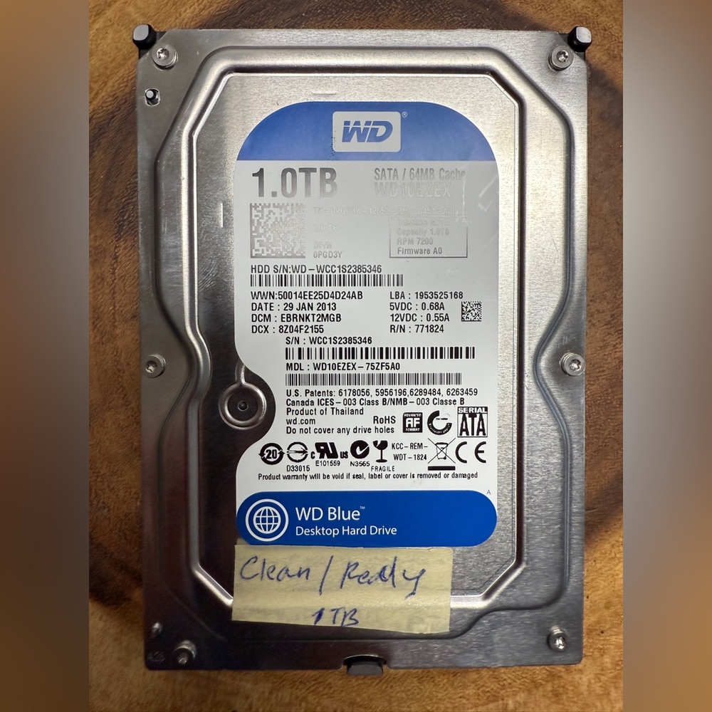 TESTED Western Digital (WD) Blue 1.0TB Desktop Hard Drive WD10EZEX-75ZF5A0   #10